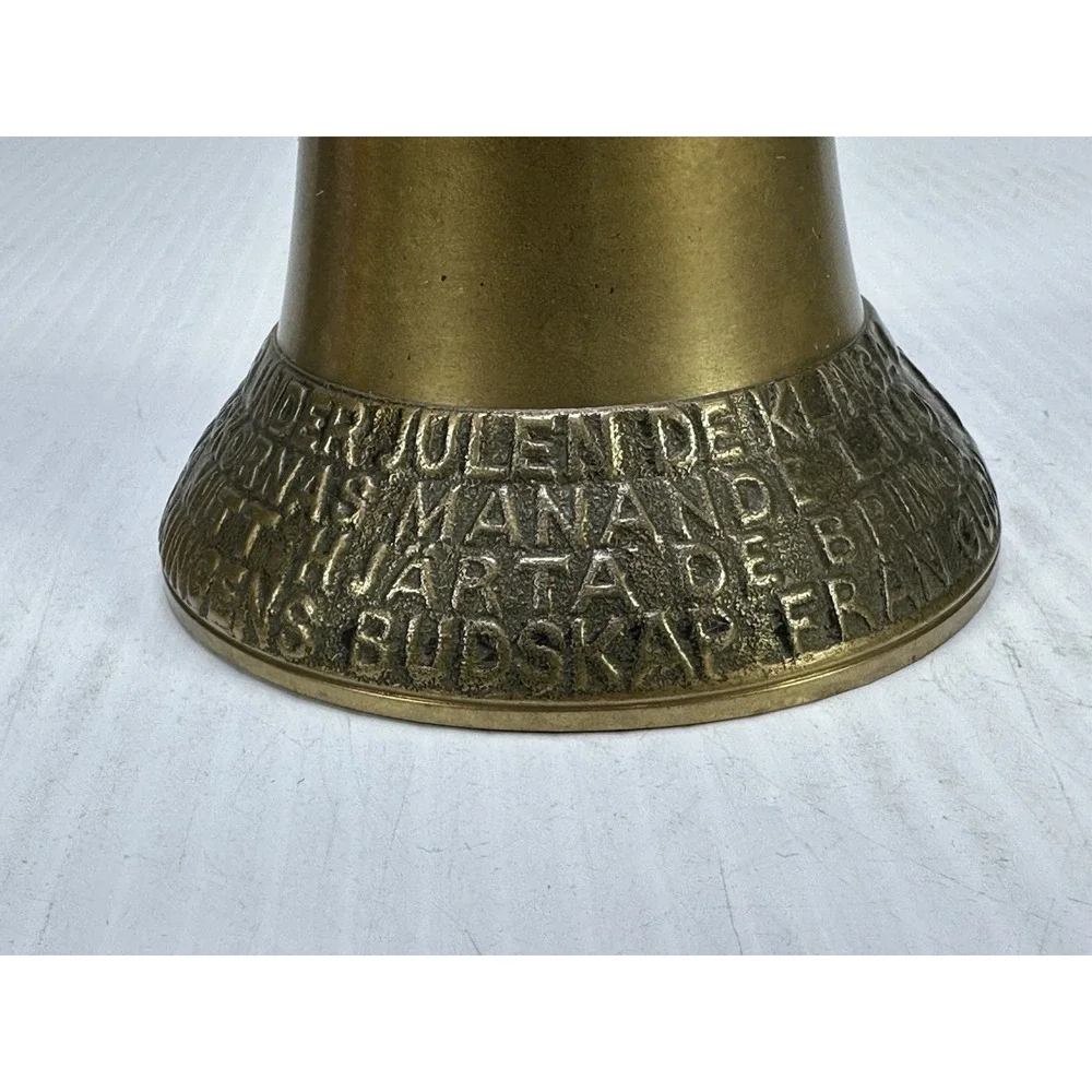 ANTIQUE VINTAGE SWEDISH BRASS BELL FRIDFULL JUL CHRISTMAS BELL 1950s